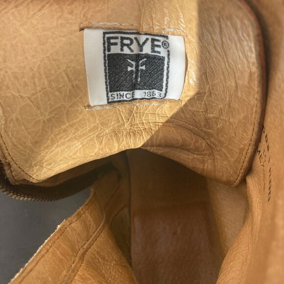 Frye Melissa Lace Up Brown Leather Short Ankle Boots - Picture 5 of 7